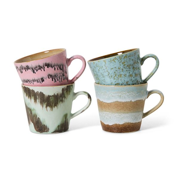 Cappuccino, 70s ceramics, dada, sett av 4 